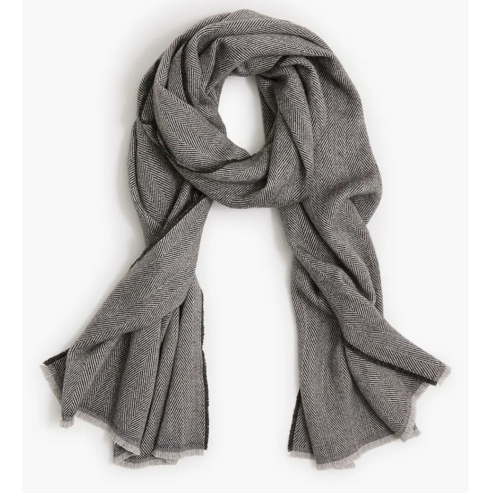 J. Crew Factory Herringbone Scarf Heather Charcoal Mens